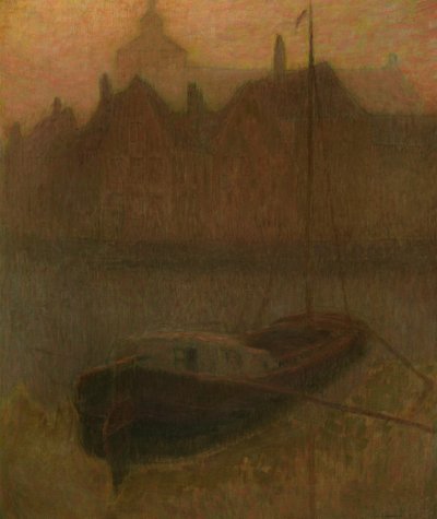 Vene kanavalla (aamu) (öljy kankaalle) tekijältä Henri Eugene Augustin Le Sidaner