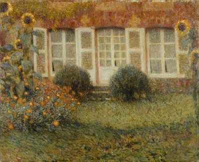 Paviljonkitalo auringonkukilla; Auringonkukan paviljonki tekijältä Henri Eugene Augustin Le Sidaner