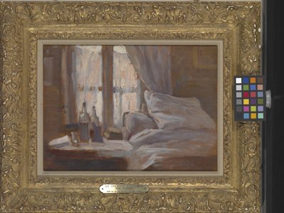 Makuuhuone (öljy puulle) tekijältä Henri Eugene Augustin Le Sidaner