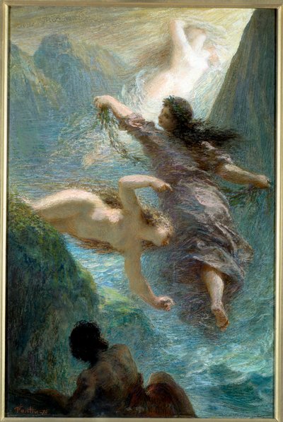 Reinin tytöt. Pastelli Henri Fantin Latour (Fantin-Latour tekijältä Ignace Henri Jean Fantin-Latour