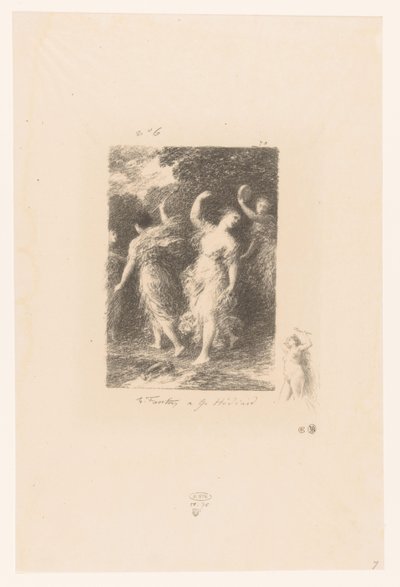 Bacchantes tanssii ja tekee musiikkia Bacchus André Chénierin runot (sarjan nimi) Illustrations pour les Poésies d