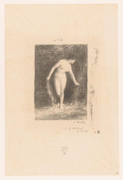 Diana ontkleedt zich om te baden Diana Gedichten van André Chénier (sarjan nimi) Kuvituksia André Chénierin runoihin (sarjan nimi) tekijältä Ignace Henri Jean Fantin Latour
