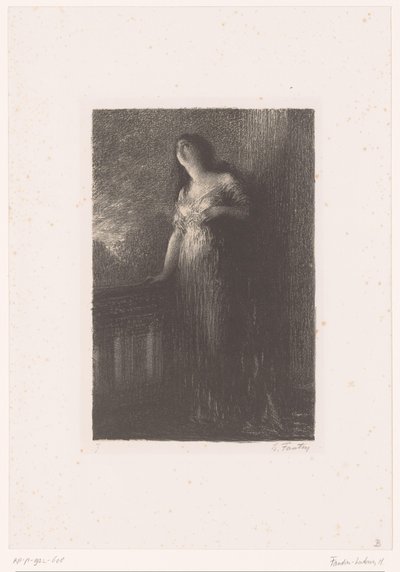 Julia on parvekkeella yöllä Romeo ja Julia. Luottamus à la nuit Hector Berliozin elämä ja teokset (sarjan nimi) tekijältä Ignace Henri Jean Fantin Latour