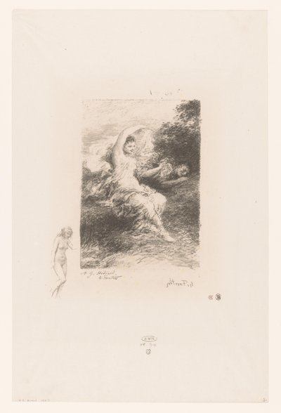 Lydé valvoo nukkuvaa rakastajaansa Lyde André Chénierin runot (sarjan nimi) Illustrations pour les Poésies d