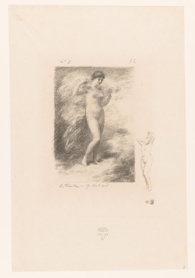 Näere met wapperende sluier Neere Gedichten van André Chénier (sarjan nimi) Kuvituksia André Chénierin runoihin (sarjan nimi) tekijältä Ignace Henri Jean Fantin Latour