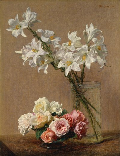 Ruusut ja liljat, 1888. tekijältä Ignace Henri Jean Fantin Latour