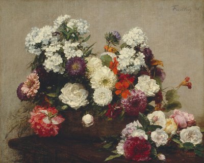 Asetelma kukkien kanssa, 1881. tekijältä Ignace Henri Jean Fantin Latour