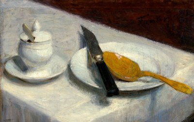 Asetelma sinappiruukun kanssa tekijältä Ignace Henri Jean Fantin Latour