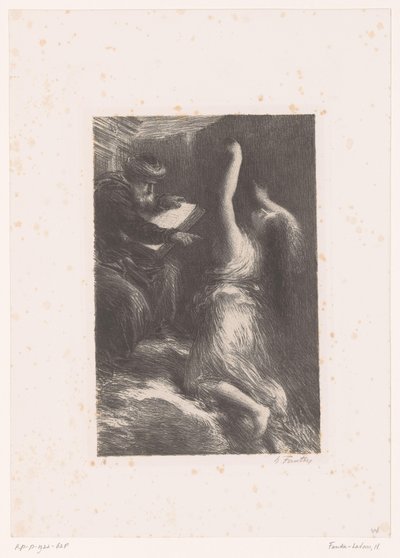Velho Klingsor kutsuu Kundryn Parsifal. Laki II. Evocation de Kundry Richard Wagnerin elämä ja teokset (sarjan nimi) tekijältä Ignace Henri Jean Fantin Latour