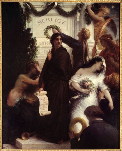 Kunnianosoitus Berliozille. Hector Berlioz, ranskalainen säveltäjä (1803-1869). Henri Fantin-Latourin maalaus (Fantin Latour tekijältä Ignace Henri Jean Fantin Latour
