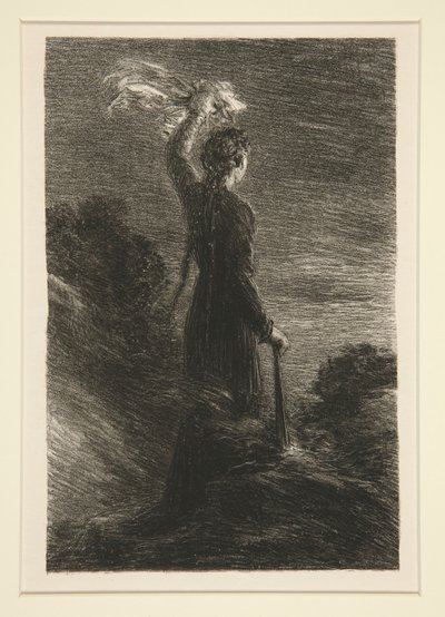 Tristany et Iseult: act II, signal dans la nuit (Tristan i Isolda: Act II, Signal in the Night) finès tekijältä Ignace Henri Jean Fantin-Latour