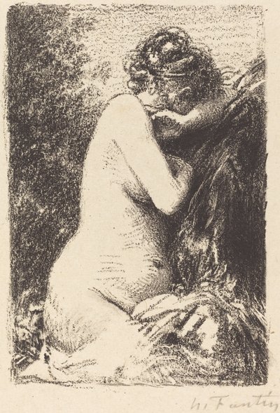Weeper: Tutkimus alaston naisesta istumassa profiili oikealla tekijältä Ignace Henri Jean Fantin Latour