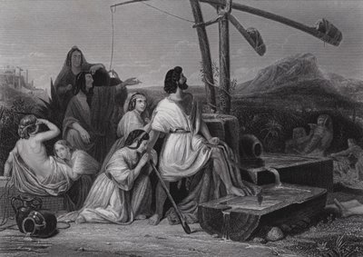 Mooses Midianin maassa (kaiverrus) tekijältä Henri Frederic (after) Schopin