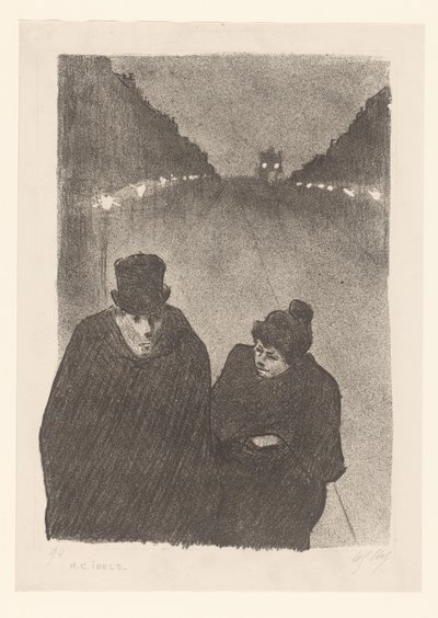 Mies ja nainen kadulla yöllä tekijältä Henri Gabriel Ibels (attributed to)