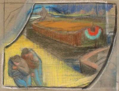 Miehet hinaavat proomua [Study for Boubourouche] tekijältä Henri Gabriel Ibels