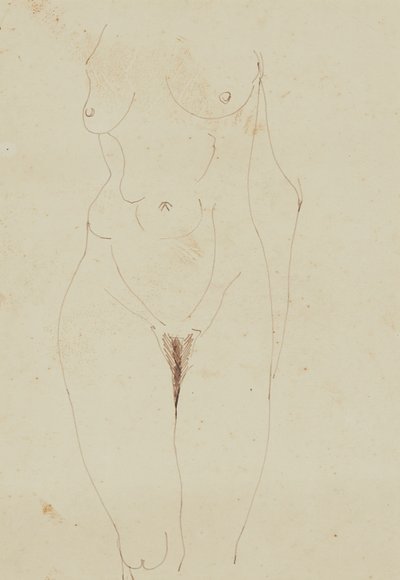 Naisten alaston torso (kynä ja muste paperille) tekijältä Henri Gaudier-Brzeska