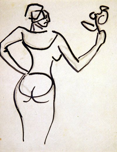 Lady pitelee kukkakimppua tekijältä Henri Gaudier-Brzeska