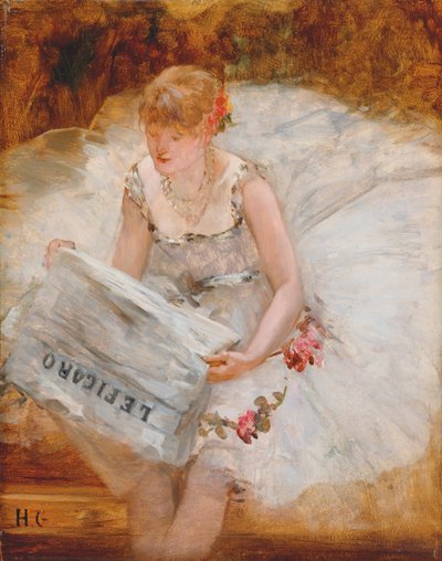 Tanssija lukee Le Figaroa, noin 1885 tekijältä Henri Gervex
