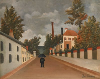 Pariisin esikaupunkialue, noin 1910 (öljy kankaalle) tekijältä Henri Rousseau