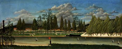 Maisema puunrunkoineen, n. 1887 tekijältä Henri J.F. 1844 1910 Rousseau