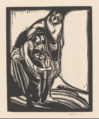 Mies, nainen ja lapsi tekijältä Henri Jonas (signed by artist)