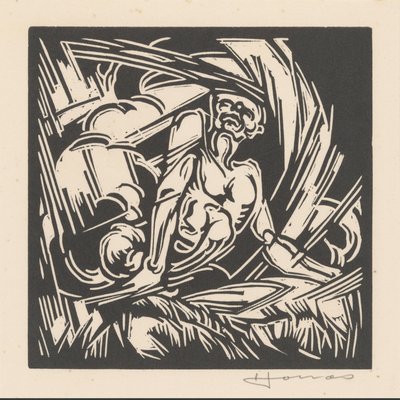 Tuulen personifikaatio tekijältä Henri Jonas (signed by artist)