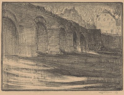 St Servaasin silta Maasin yli Maastrichtissa tekijältä Henri Jonas (signed by artist)