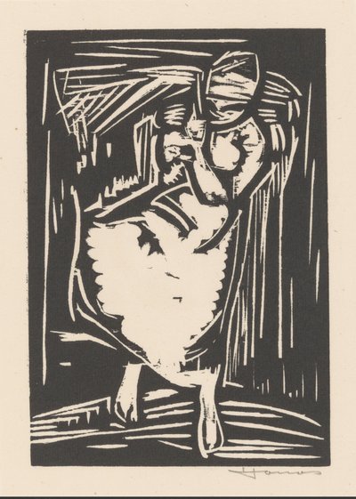 Nainen kantaa laukkua selässään tekijältä Henri Jonas (signed by artist)