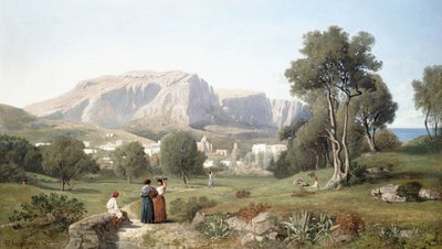 Näkymä Caprin saarelle Napolinlahdella, 1853 tekijältä Henri Joseph Harpignies