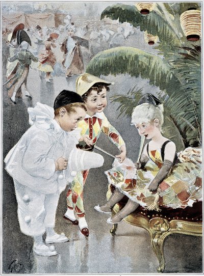 Lasten puku tai naamiopallo - ill. Geoffroy, teoksessa "" Figaro Illustré", toukokuu 1901 tekijältä Henri Jules Jean Geoffroy