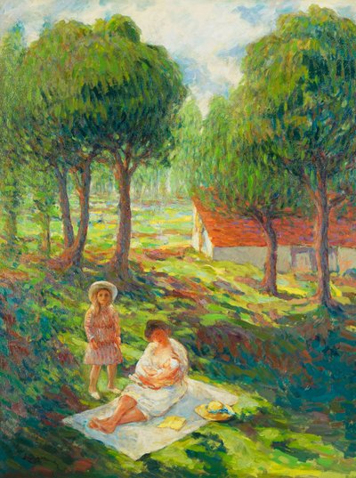 Äiti ja lapsi maisemassa; Äiti ja lapsi maisemassa, 1900 tekijältä Henri Lebasque