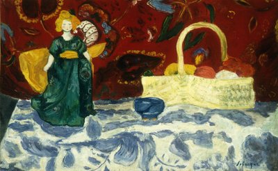 Asetelma nuken ja hedelmien kanssa; Asetelma nuken ja hedelmien kanssa, tekijältä Henri Lebasque