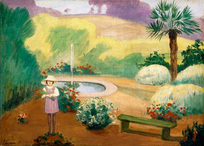 Nuori tyttö lähellä suihkulähdettä, tekijältä Henri Lebasque