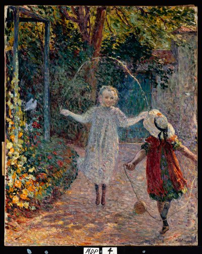 Nuoret tytöt leikkimässä puutarhassa, 1899 tekijältä Henri Lebasque