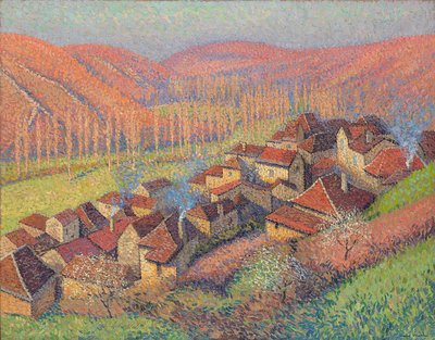 Näkymä Labastide du Vertin keskustaan; Näkymä Labastide du Vertin keskustasta, noin 1940 tekijältä Henri Martin