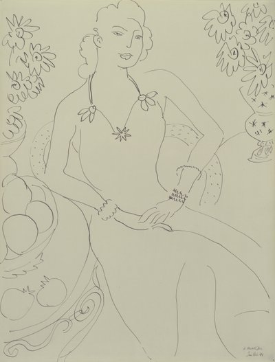 Piirustus istuva nainen tekijältä Henri Matisse