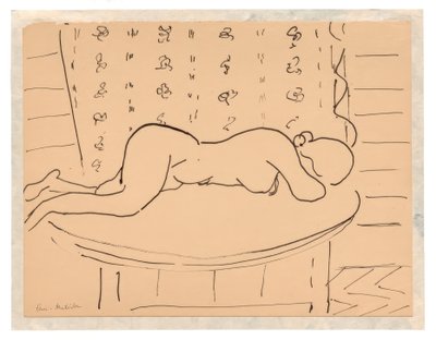 Nainen alasti makaa kasvot alaspäin pöydällä tekijältä Henri Matisse