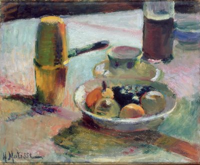 Hedelmiä ja kahvipannu, noin 1898 (öljy kankaalle). tekijältä Henri Matisse