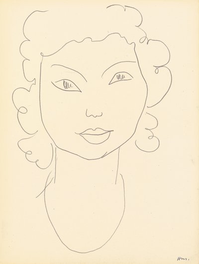 Pää, kiharat hiukset (väriliitu paperille) tekijältä Henri Matisse