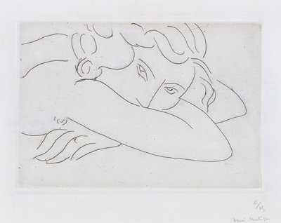 Makaavan alaston pää ja käsivarret (etsaus) tekijältä Henri Matisse