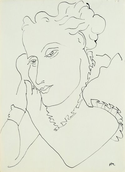 Naisen pää, kädet poskea vasten tekijältä Henri Matisse