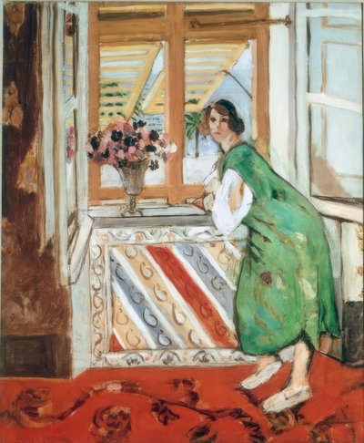 Intérieur à Nice, tai, Nuori nainen vihreässä mekossa nojaamassa tekijältä Henri Matisse