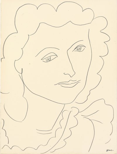 Suuri pää (Lucienne) (lyijykynä paperille) tekijältä Henri Matisse