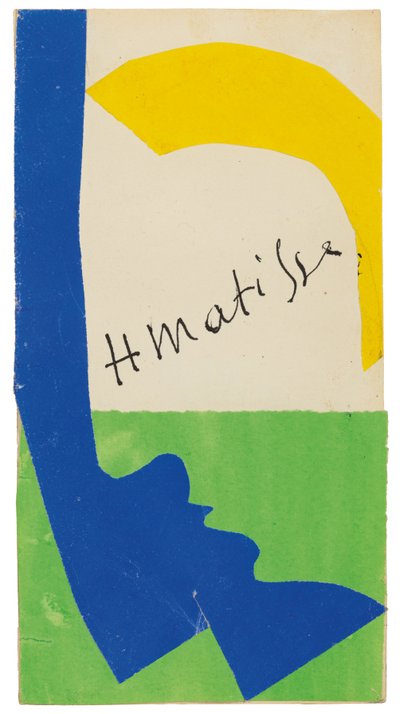 Maalausnäytös Henri Matisse, Papiers decoupes -näyttelyluettelon takakanteen. tekijältä Henri Matisse
