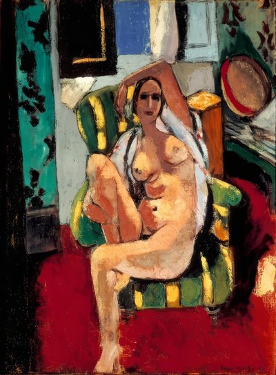 Alaston istuu tamburiinin kanssa tekijältä Henri Matisse