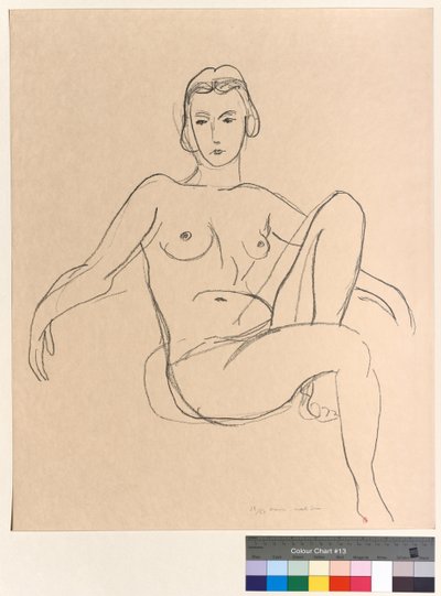 Istuva alastonhahmo kädet ojennettuina tekijältä Henri Matisse