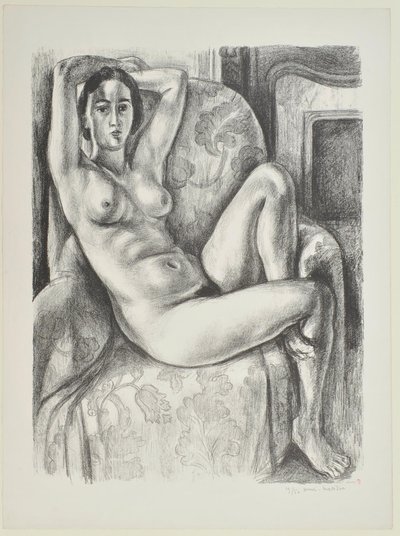 Alaston sinisen tyynyn äärellä takan vieressä tekijältä Henri Matisse