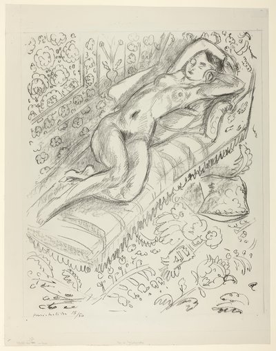 Alaston lepäämässä sohvalla Mashrabiya Tausta tekijältä Henri Matisse