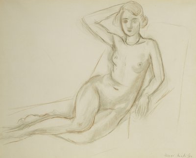 Nude Sitting on a Reclining Chair; Nu Assis sur une Chaise Longue (Alaston istuu pitkällä tuolilla) tekijältä Henri Matisse