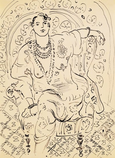 Odaliskia kukkamainen tausta tekijältä Henri Matisse